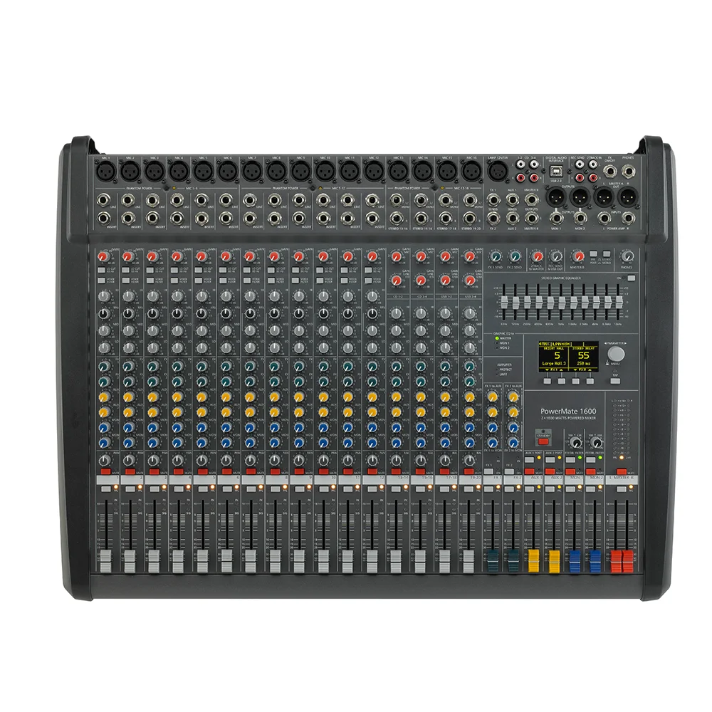 Powermate 1600 PM1600 PM1600-3 PM 1600-3 2000W Professional Powered Audio Mixer sound console 16 Channel for DJ karaoke