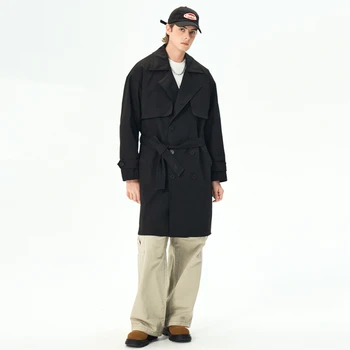 Men's Long Business Casual Trench Coat 4 Jackets Man Spring Men's coats Trench Coat Male Streetwear Windbreaker Trenchcoat Men Solid Business Casual Loose Long Overcoat 4