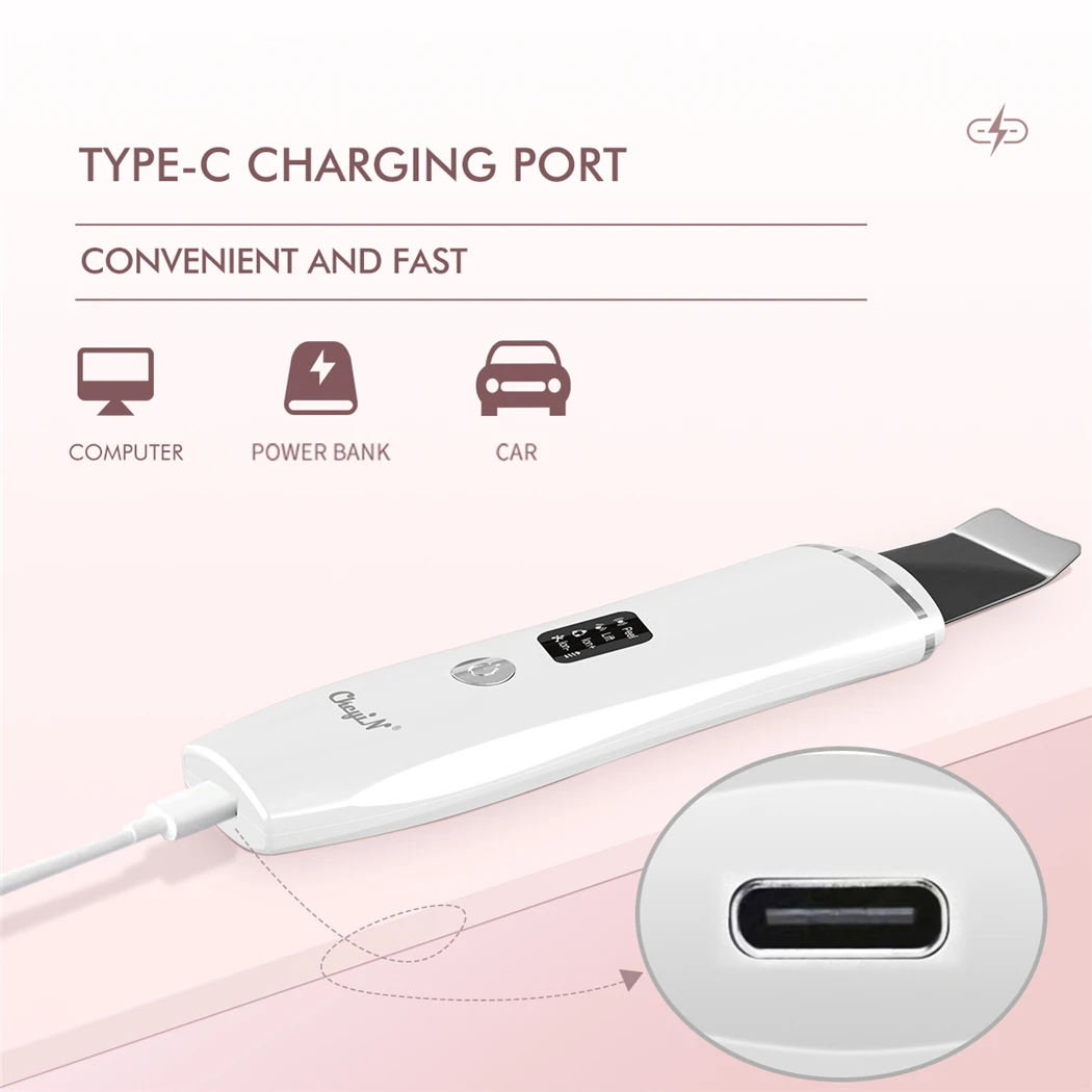 CkeyiN Scrubber ad ultrasuoni per il viso detergente profondo pala per la pelle macchina per la pulizia dei pori massaggiatori per il sollevamento del viso rimozione di punti neri