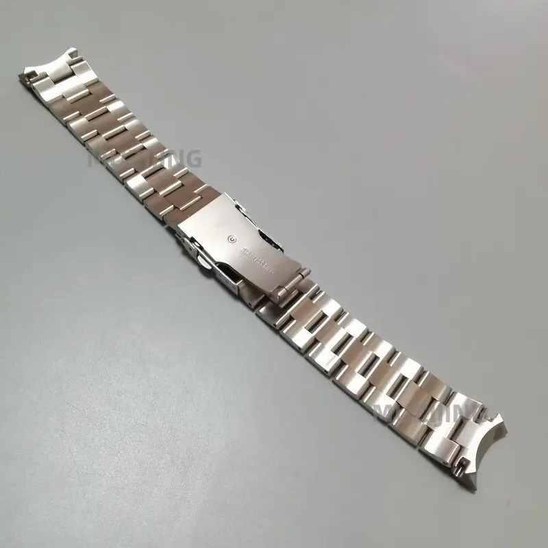 22mm Silver Solid End Link 316L Brushed Stainless Steel Curved End Oyster Watch Band Strap for SKX007 Watch Replace Bracelet