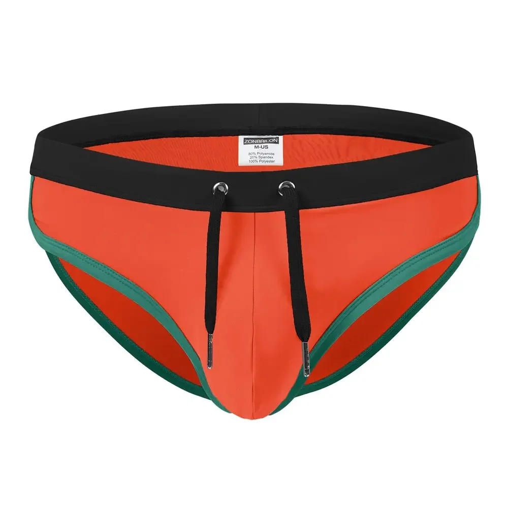 Jinshi Men's Breathable Quick Dry Sexy Swimming Briefs Drawstring Beach Bikini Summer Men Beach Briefs
