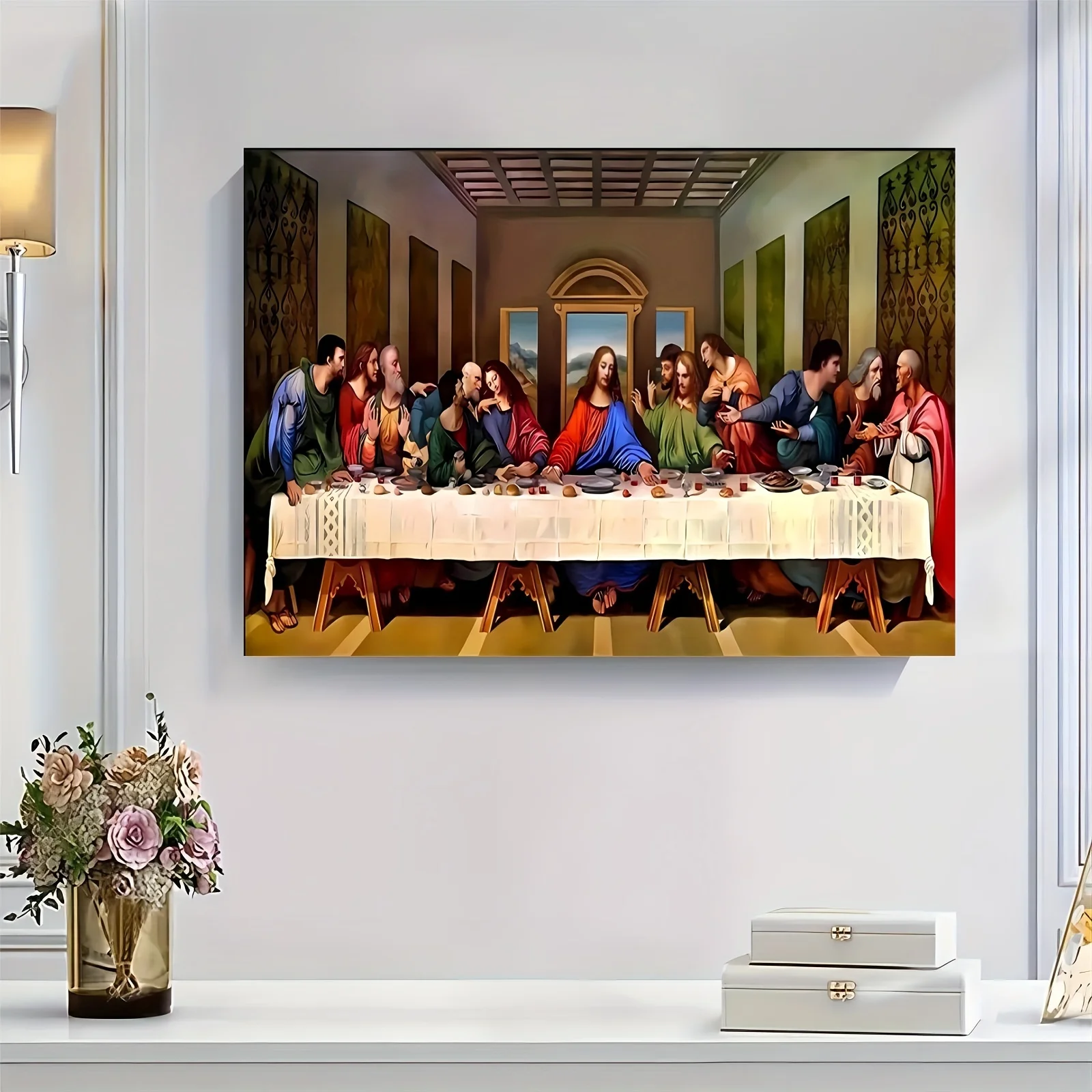 1000ピース DIY 最後の晩餐 ジグソーパズル - 厚くて丈夫な白い厚紙、継ぎ目のない縁、19.7x27.5インチの鮮やかなアート作品（広告用）