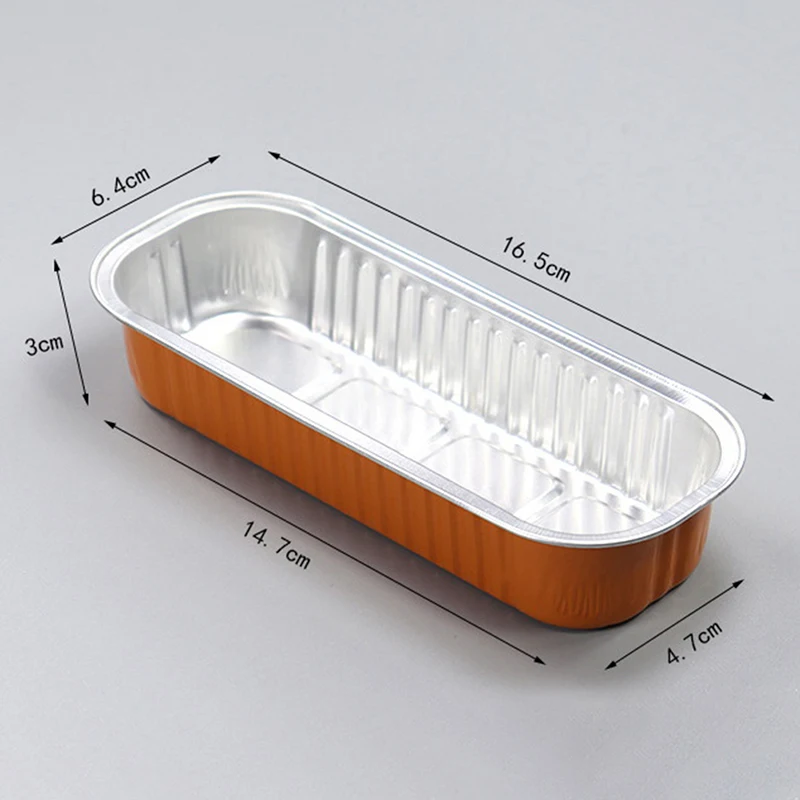 10 Pcs 200ml Aluminum Foil Cake Box Rectangular Small Tin Cake Baking Dishes Pudding Cheese Dessert Cup With Lid