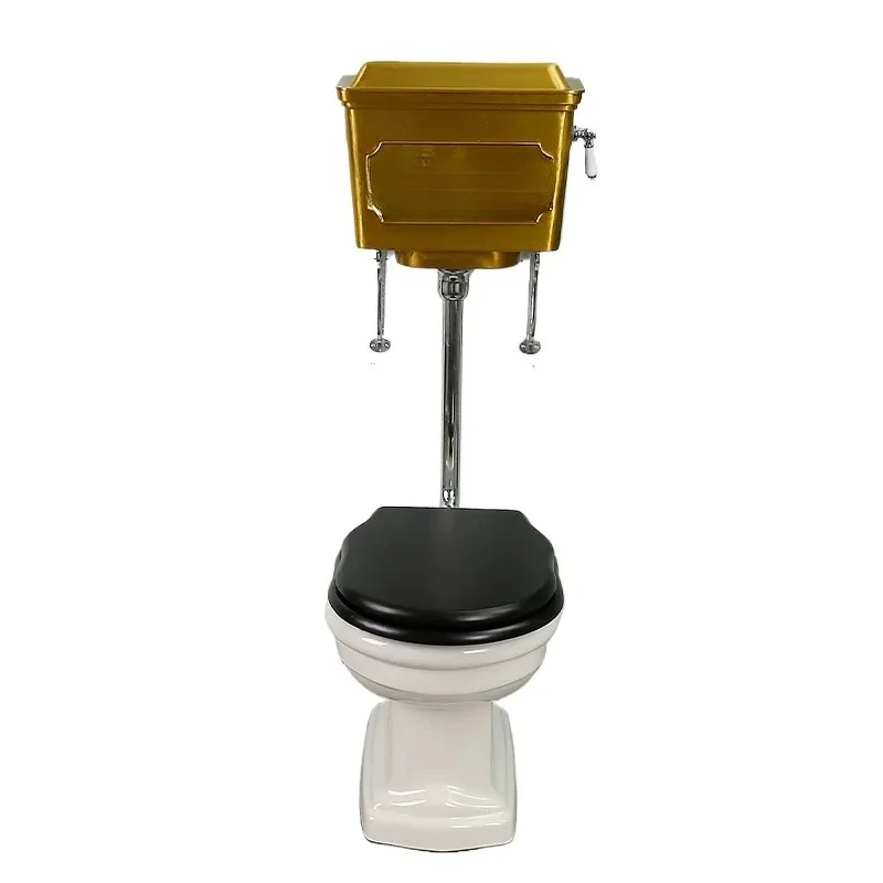 Traditional Two Piece Toilet Set Aluminum Tank Patented Design Floor Mounted S Trap Eco Friendly Slow Close Seat for Bathroom