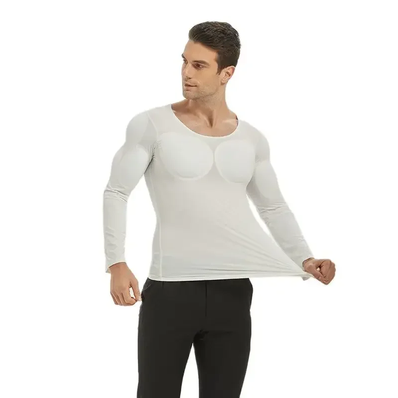 3D Fake Muscle T-Shirt Man Cosplay Arm Chest Underwear Party Body Shaper Invisible Abdominal Pad Corset Top Undershirts