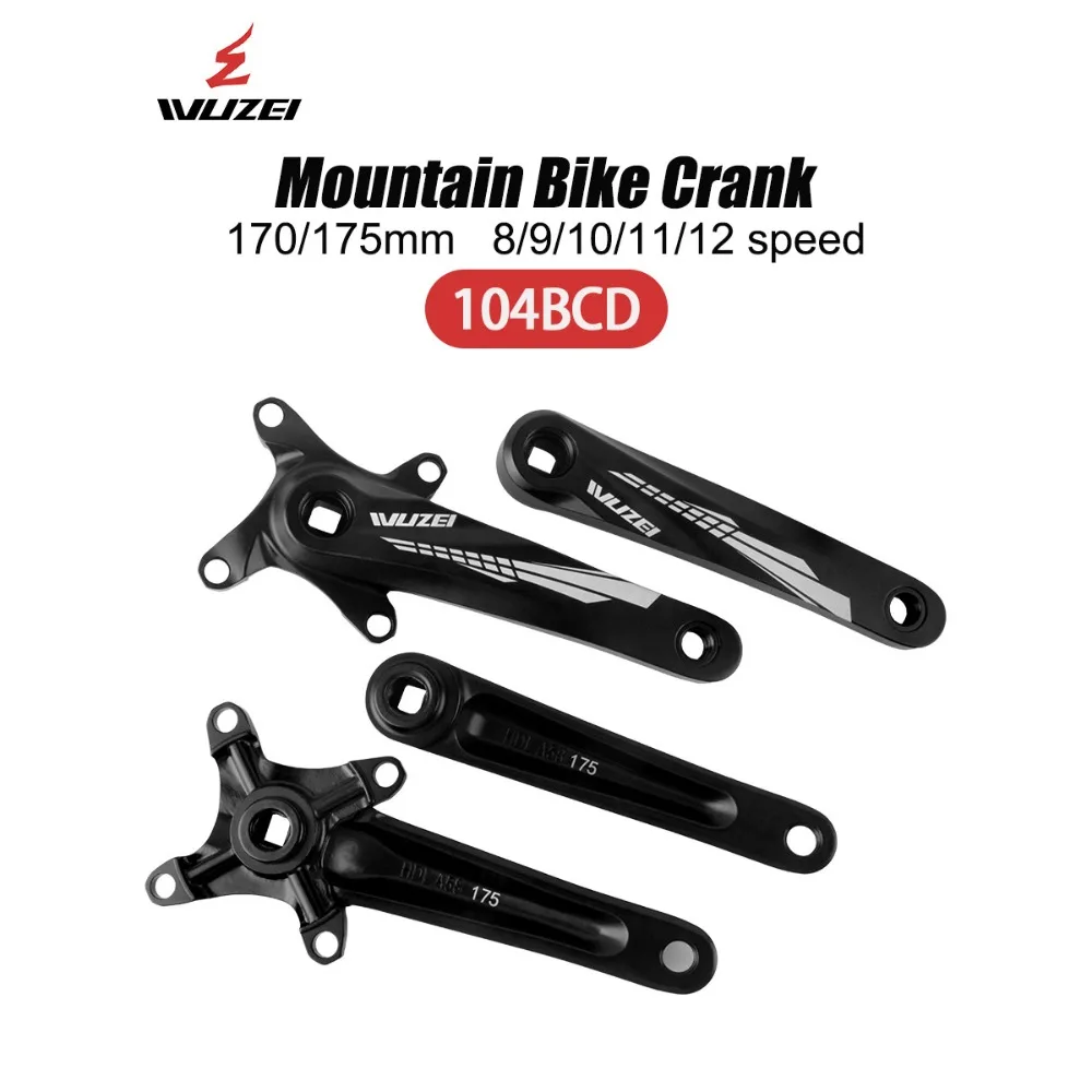 

WUZEI MTB Crankset Square Hole Bicycle Sprocket 104BCD Crank Arm 170 175mm 8-12Speed Aluminum Alloy ​Bicycle Accessories