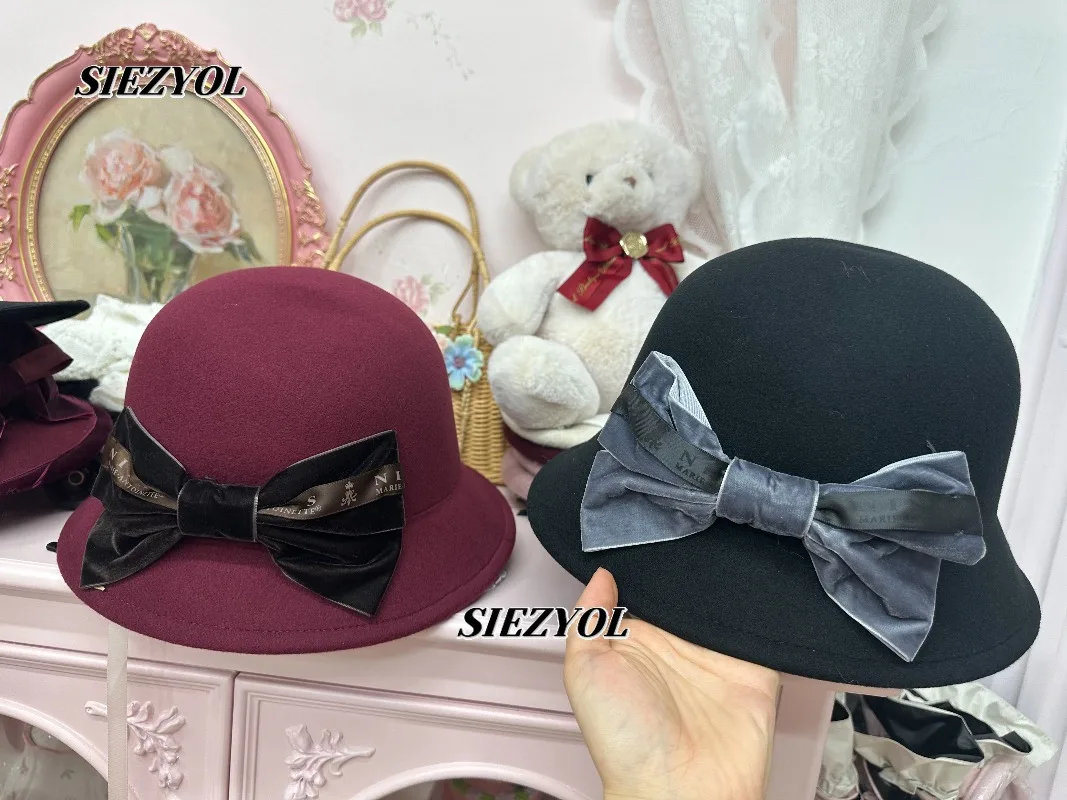 Autumn Winter New Arrival Fashion Kawaii Bows Ladies Caps Woolen Hat Elegance Cute Girl Easiest for Match Hats Bonnet
