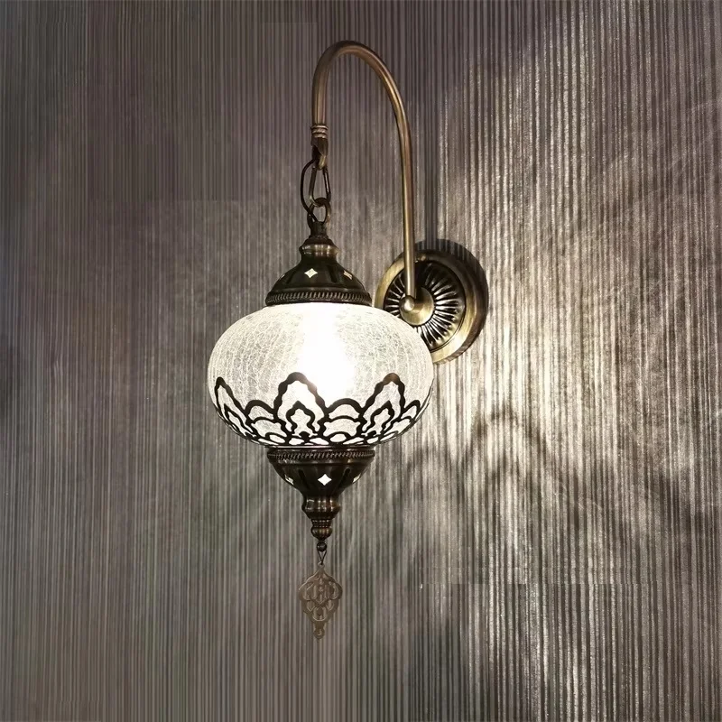 Newest Style Mediterranean Style Art Deco Turkish Ice-cracked Wall Lamp Vintage Exotic Restaurant Hotel Bar Cafe Decoration