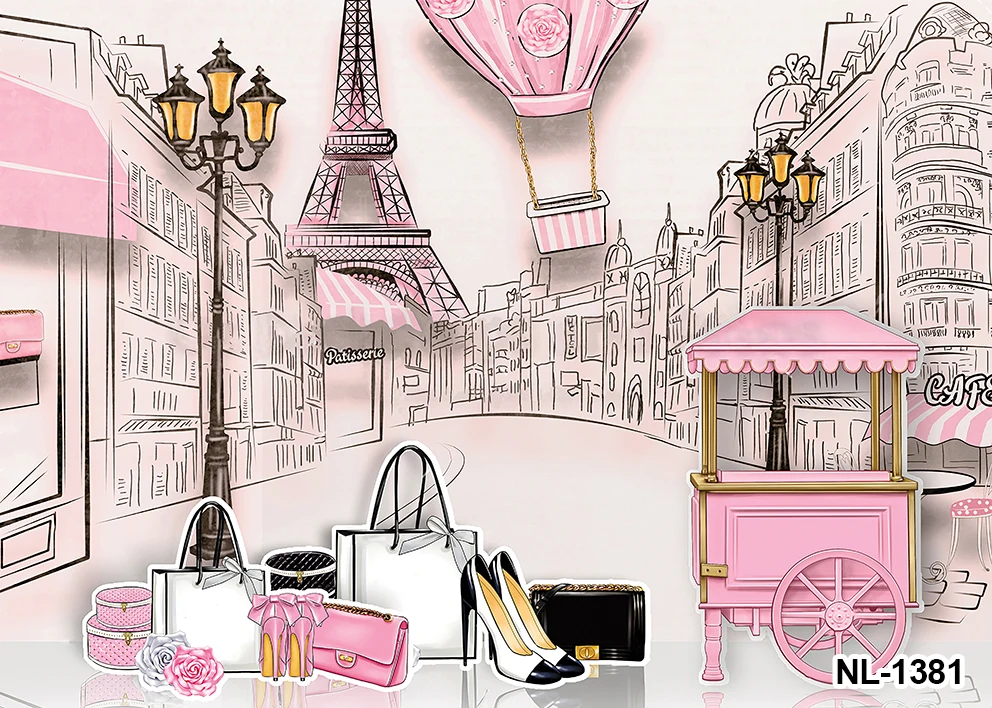 Go To Paris for Shopping Background 1st Birthday Party Eiffel Tower Princess Girl Newborn Baby Portrait Backdrop Photo Studio