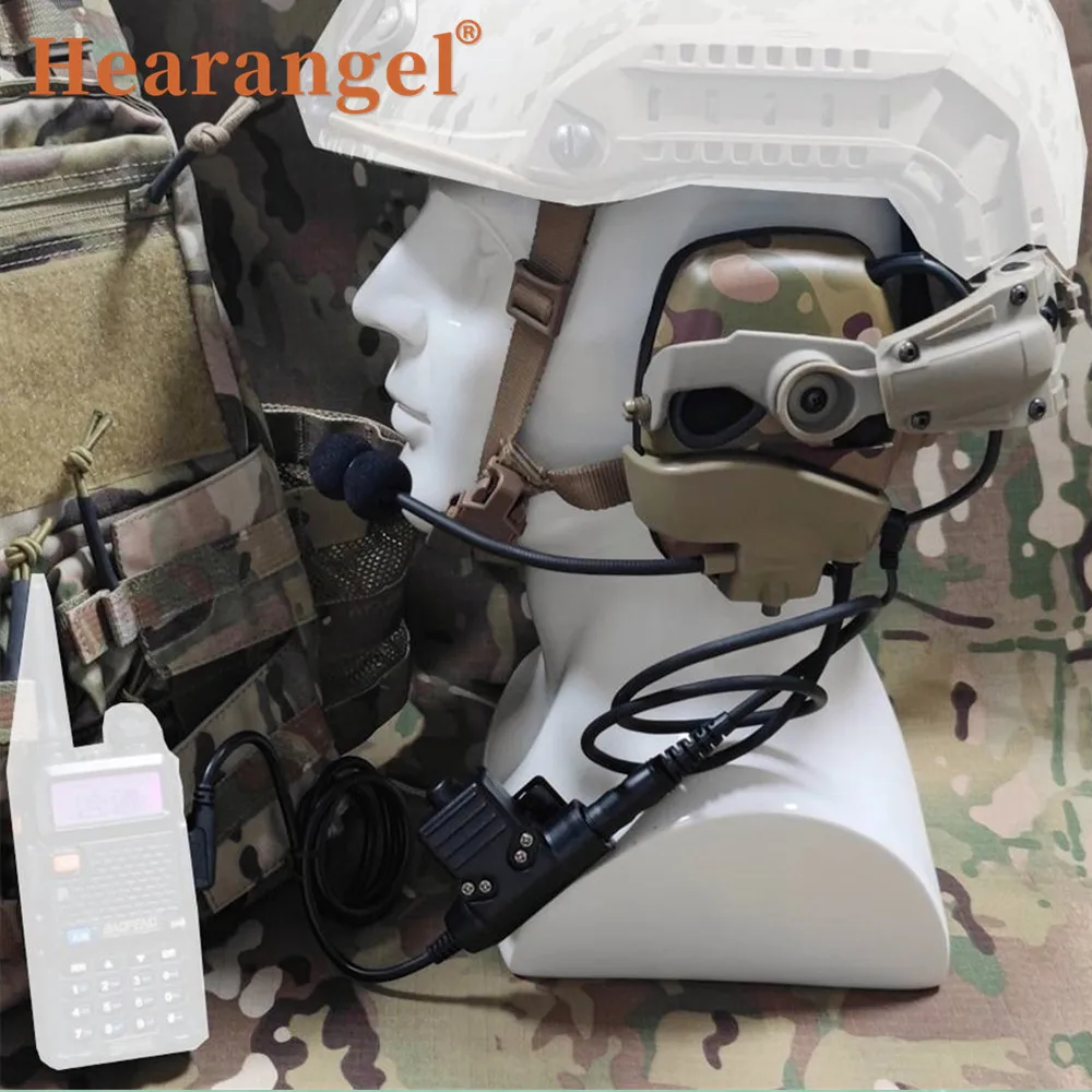 Tactical Headset Hearing Noise Canceling Electronic Shooting Headphones ARC Helmet Rail Adapter Microphone Kit Sponge Earmuffs