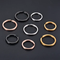 8pcs Stainless Steel Key Rings 25/30mm Round Flat Line Split Rings Keyring for Jewelry Making Keychain DIY Findings 4 Colors