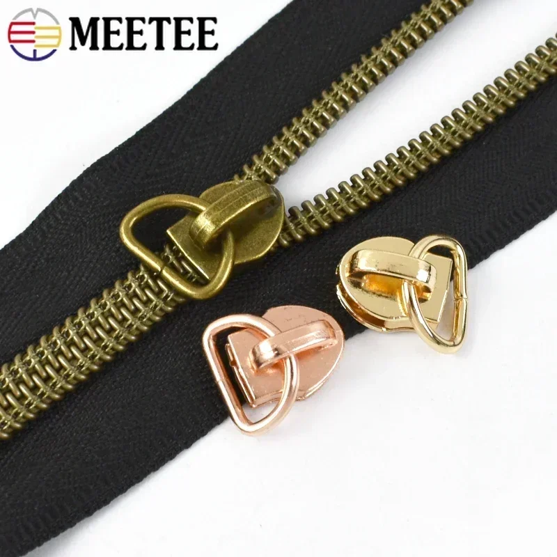 10-50 قطعة ميتي 5 # سحاب المتزلجون لسحابات النايلون D حلقة الزخرفية السحابات مجتذب رئيس حقيبة الملابس معطف سترة إصلاح الملحقات #6