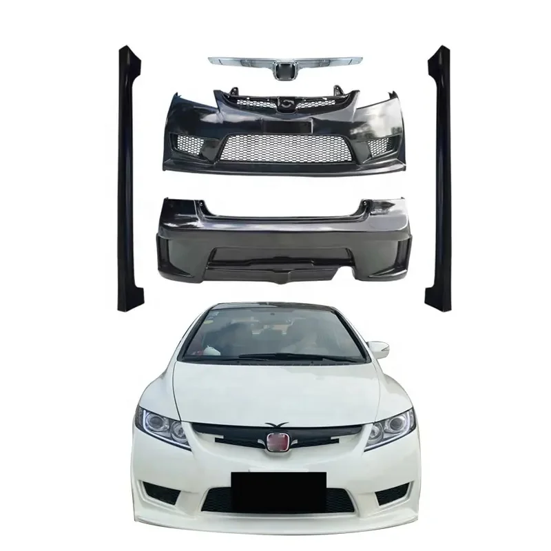 

ABS Material Car Bumpers Kits Rear Bumper Side Skirts Front Bumper with Grille for Honda Civic FD2 2006-201 Car Exterior Bodykit