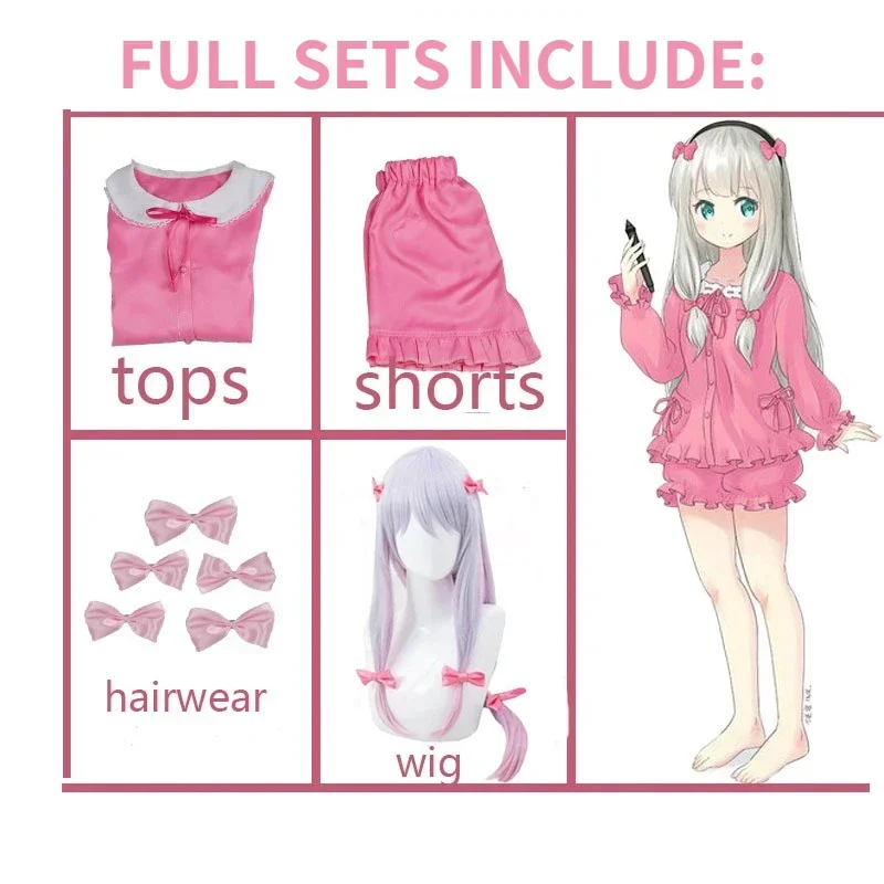 Disfraz de Cosplay de Anime erotanga Sensei Izumi Sagiri, lindo pijama, camisón, ropa de dormir, Tops, pantalones cortos, traje de cómic japonés