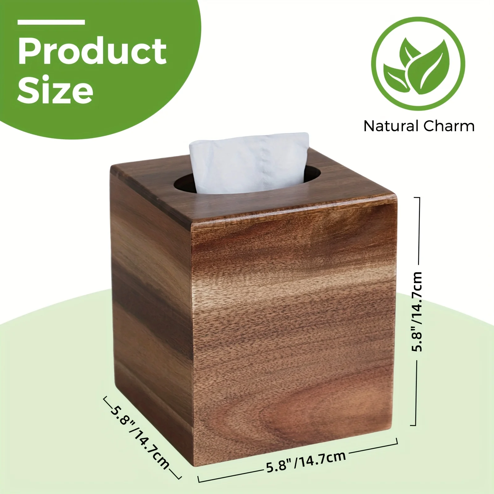 

Tissue Box Cover Square Acacia Wood Facial Tissues Boxes Tissue Box Holders with Slide-Out Bottom, Wood Tissue Box for Desk Tab