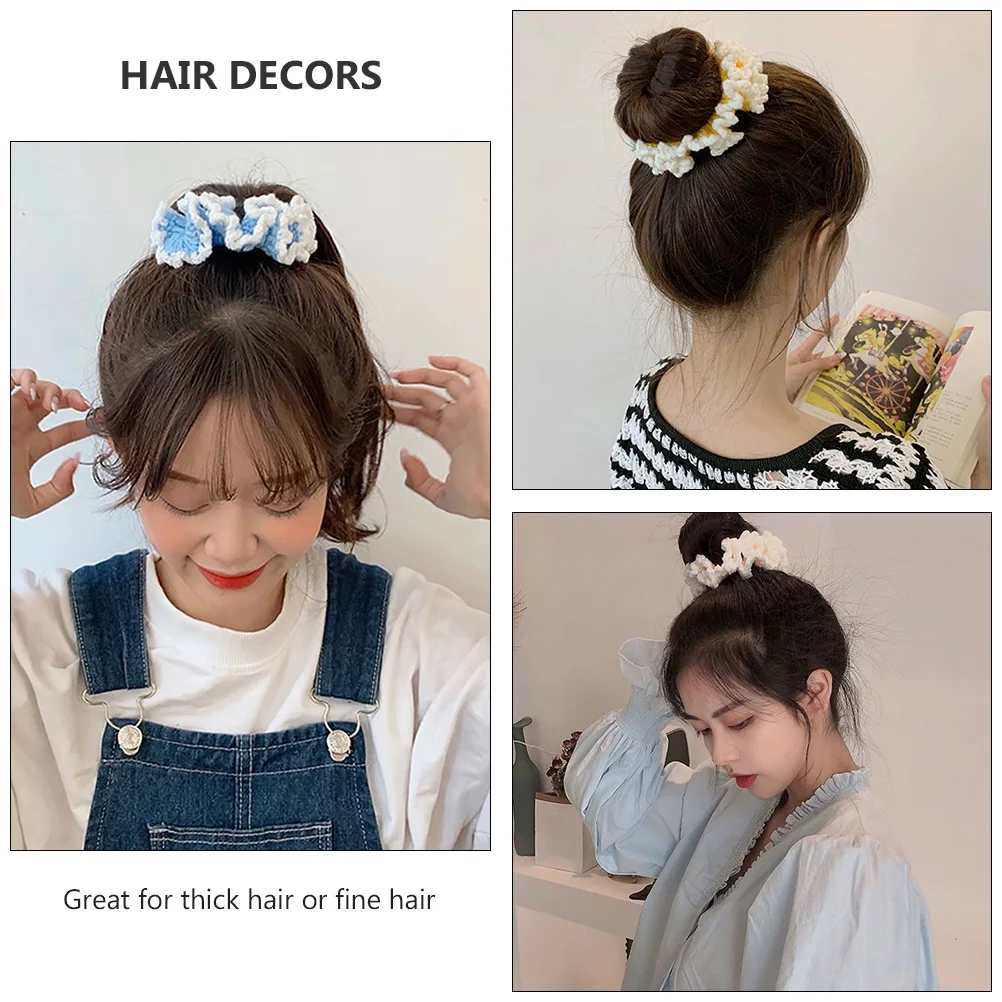 

Knitted Bands Purple Non Scrunchy Bands Fade No Pull Thick Fine Hair Rings Knitted Hair Rings Accessories