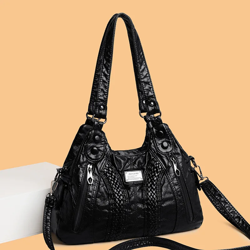 

Большая вместительная мягкая кожаная тканая мотоциклетная сумка, женская сумка для пригородных поездок, новая трансграничная кожа с настоящей водой