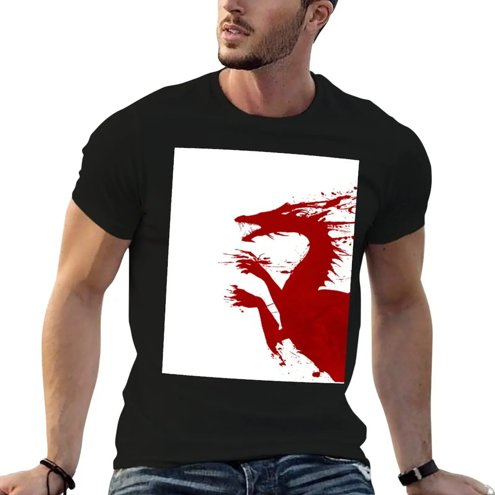 

The dragon T-Shirt cotton graphic tees heavyweights aesthetic clothes anime t shirts fitted t shirts for men