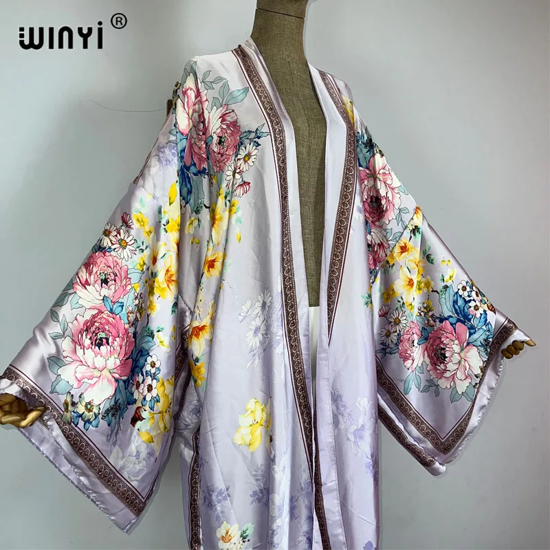 Letnie afrykański nadruk kimono kimono kaftany plażowe zakrywające elegancki kardigan abaya stroje plażowe dla kobiet elegancki płaszcz na imprezę