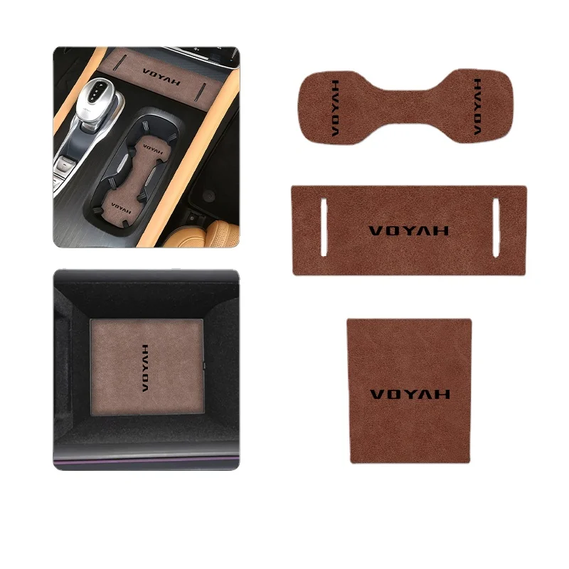 Leather door slot pad For Voyah Dream 2024 Central control water cup frame anti fouling mat car interior accessories