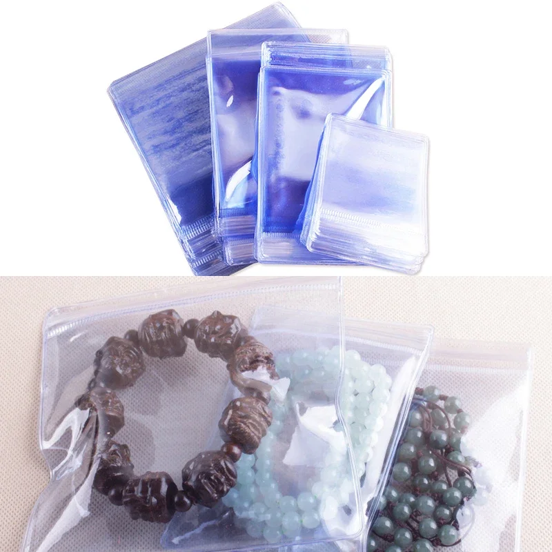 Transparent PVC ziplock Bag Waterproof Anti-mildew Double Layer Thickness Self-locking Sealed Bag For Wenwan Jewelry Packaging