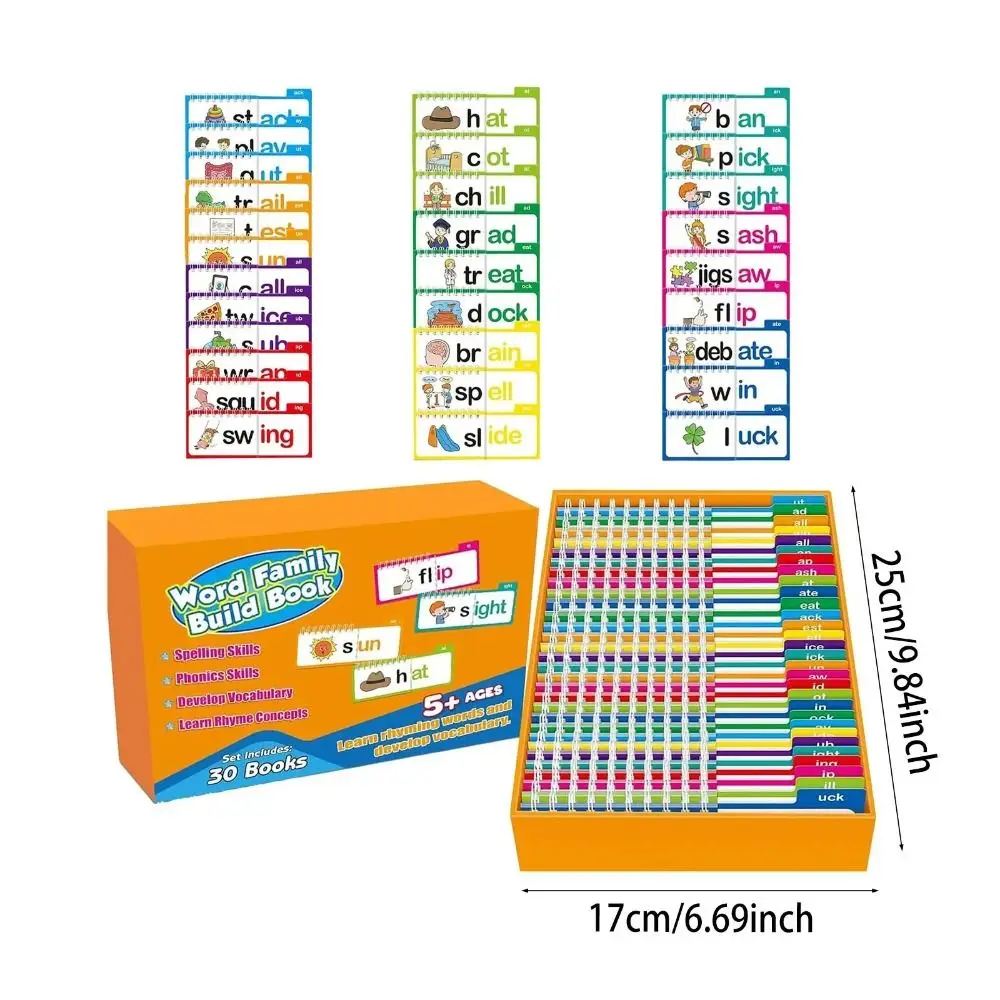 Words&Images Reading Flip Book Interactive Montessori 30 Read Flip Book Early Educational Creative Word Family Build Books