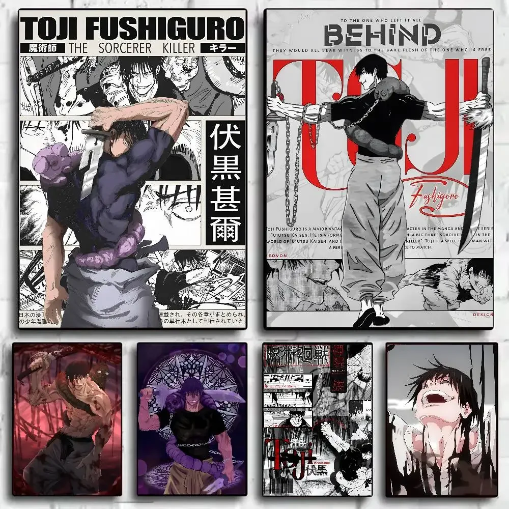 Kaisen Fushiguro Toji أنيمي المشارك HD الفن لزجة جدار مقاوم للماء غرفة المعيشة المنزلي غرفة نوم بار الديكور الجمالي