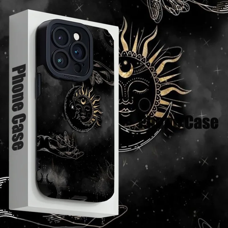 

For Samsung S25 Sun and Moon Abstract Collage Aesthetic Black Soft Protective For Galaxy S25/S24/S23/S22/S21 and A Series Models