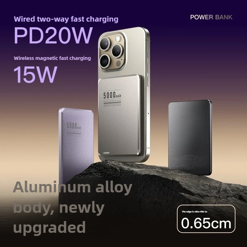 

Magnetic Wireless Power Bank 5000mAh with PD20W Fast Charging Compact & Portable Power Supply
