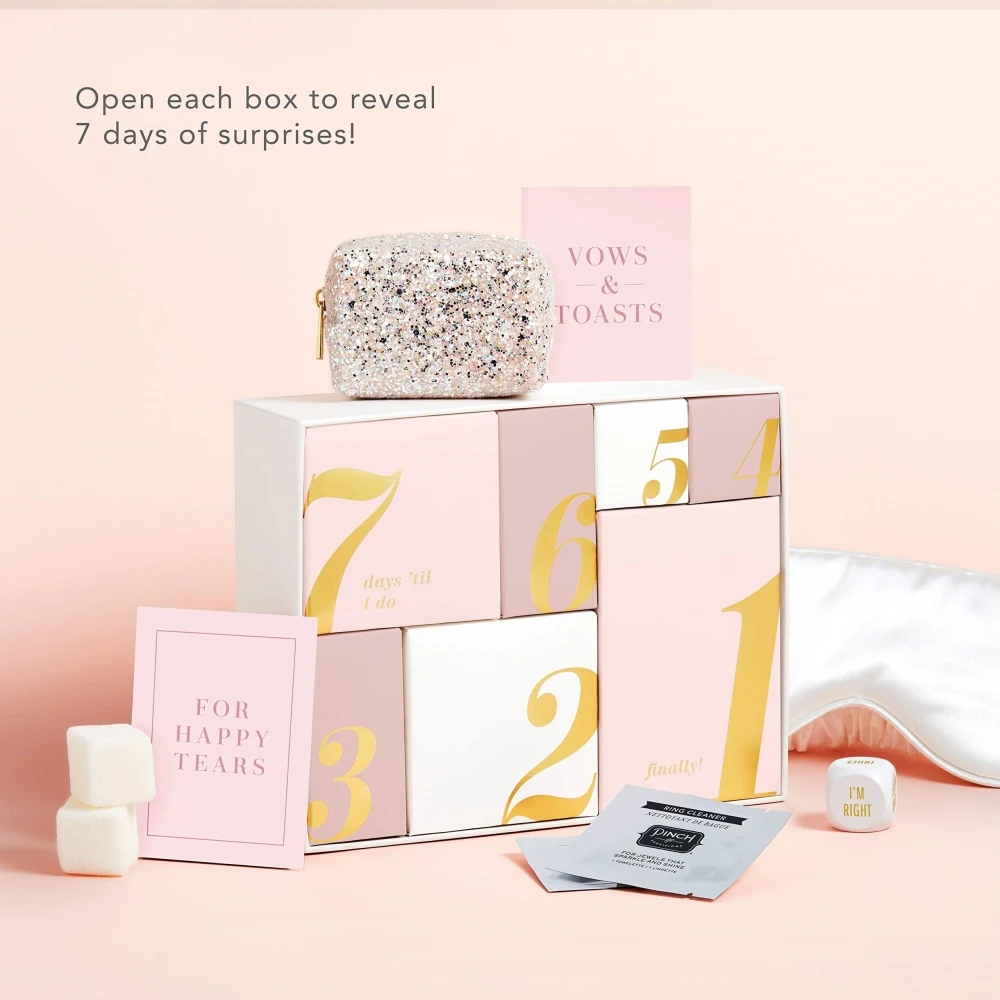 Query personalizzatoScatola regalo di lusso personalizzata per calendario dell'Avvento per matrimonio, confezione regalo da 7 giorni per addio al nubilato o addio al nubilato