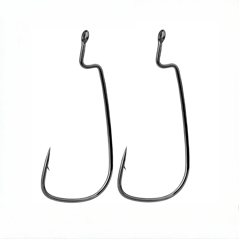 

NEW 50Pcs Fishing Hooks Set lig Crank Barbed Hook High Carbon StainlessSteel Wide Gap offset Fishhook Soft Worm sea Hook Tackle