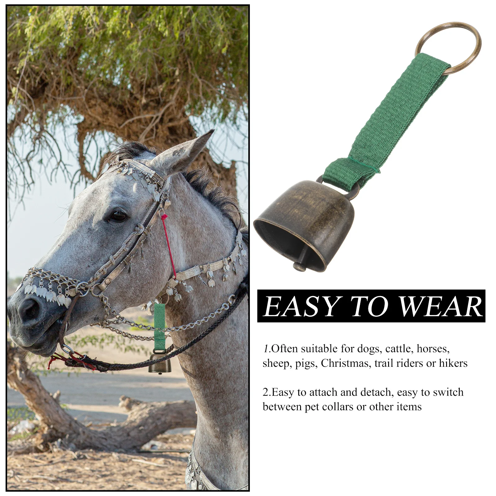 

Hiking Accessories Outdoor Alarm Bell for Hikers and Animals High Class Webbing and Copper Handmade Easy to Attach