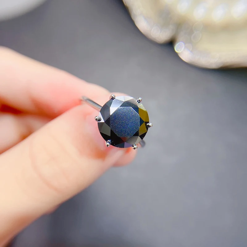 

Natural Black Moissanite ring for women silver 925 jewelry luxury gem stones 18k gold plated free shiping items Party Gift