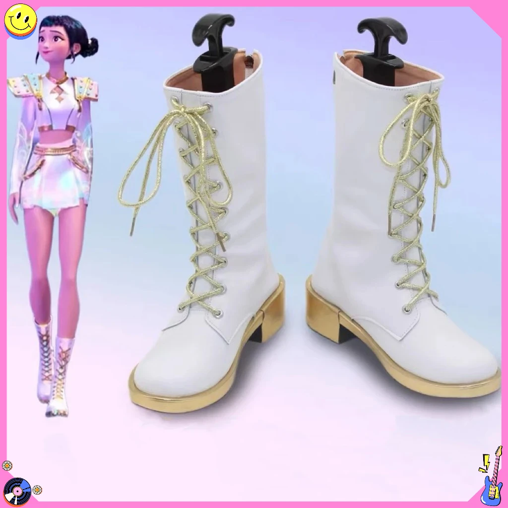 

Kpop Aesthetic White Leather Cosplay Boots - Halloween Comic-con Carnival Role Play Shoes