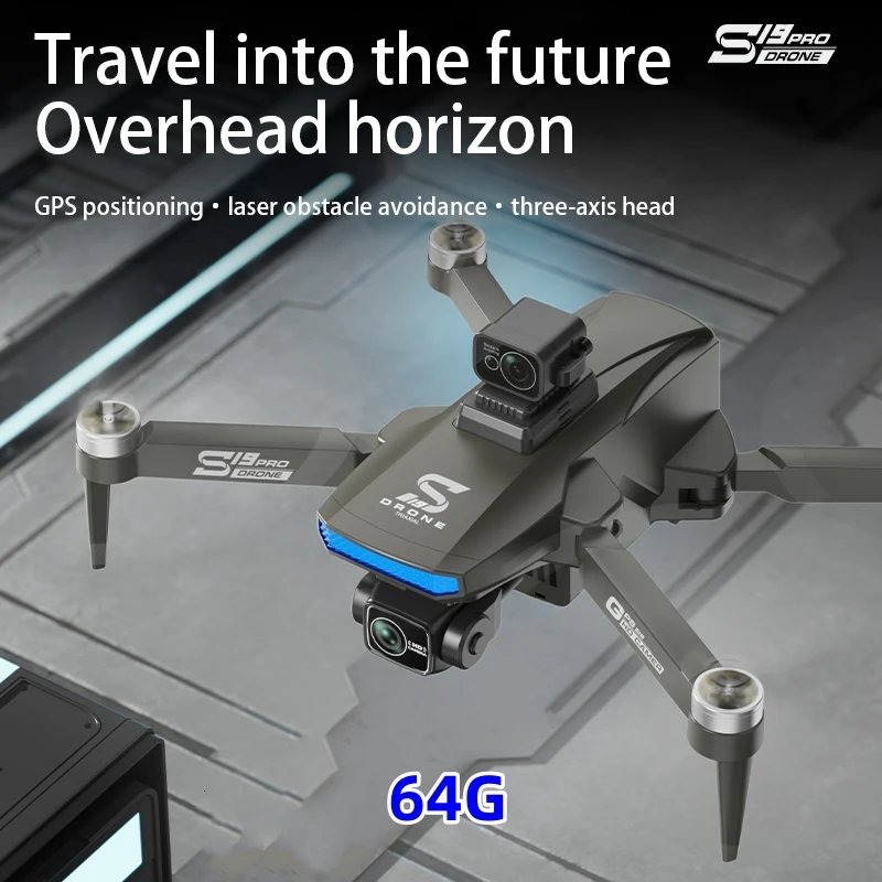 

S19 GPS RC Drone WIFI UAV Screen Display HD Dual Camera Helicopter Automatic Return Quadcopter Obstacle Avoidance Aircraft
