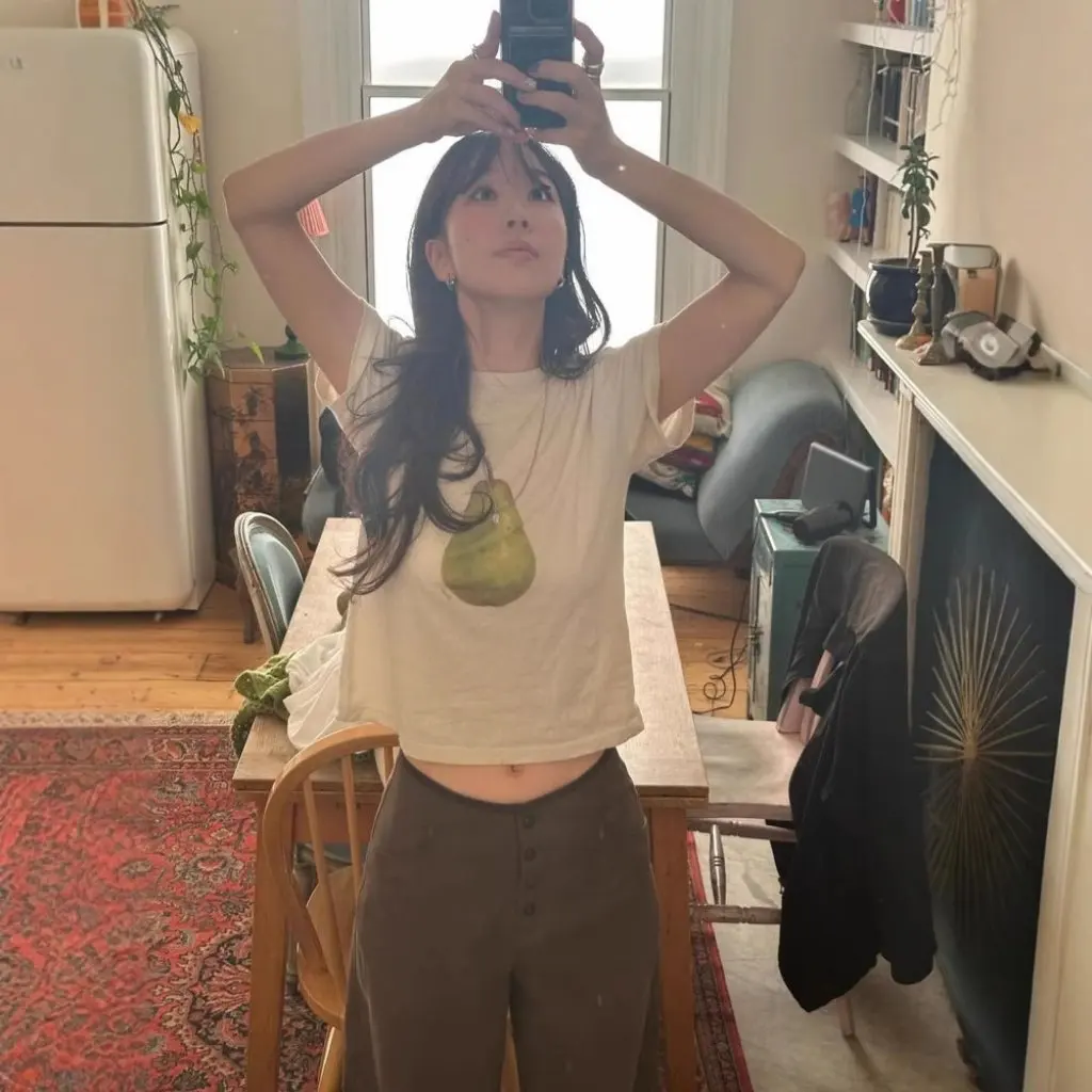 

Летняя женская футболка из чистого хлопка с короткими рукавами и грушевидным принтом, удобная для кожи, удобная повседневная пуловерная блузка