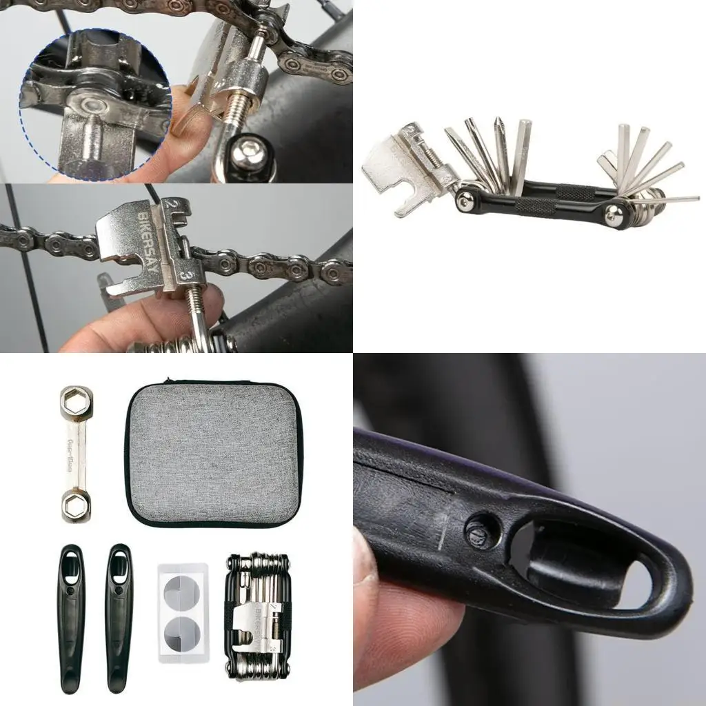 

31BE Portable Bike Tire Repairs Tool Set MultiFunctional Puncture Maintenances Tool