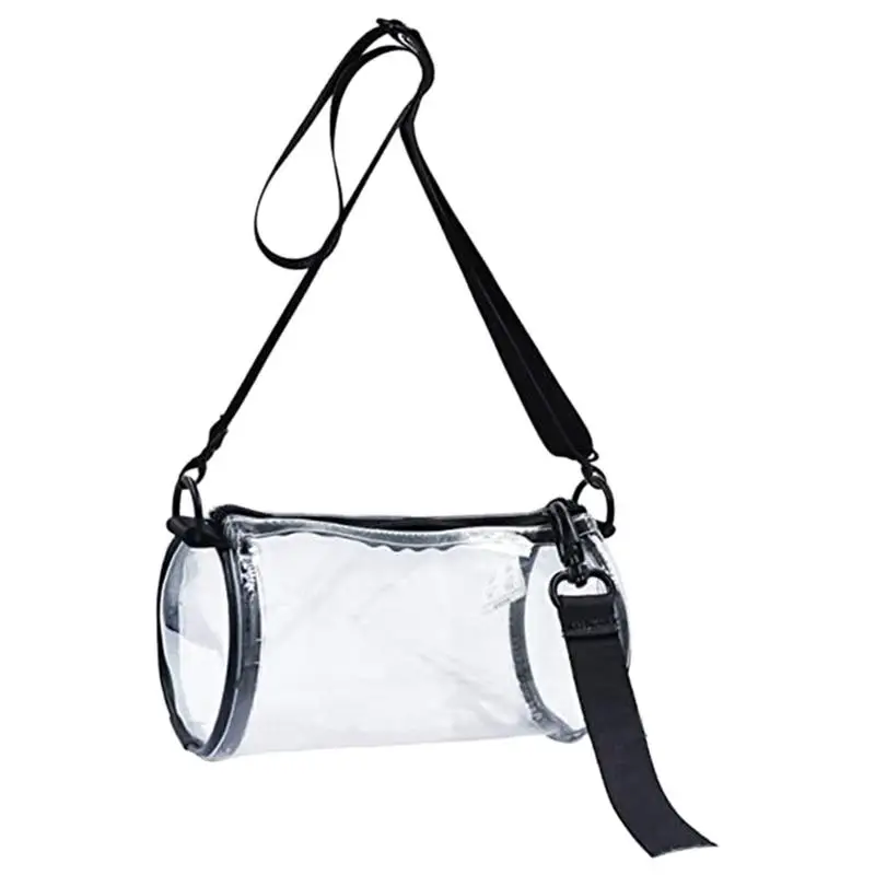 Small Clear Bag For Stadium Events Concert-Approved Stylish PVC Cylindrical Messenger Bag Trendy Shoulder Purse Small Shoulder