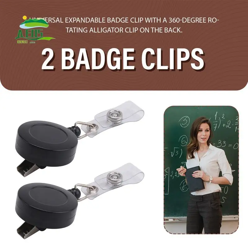 

AED5-2 Pack Держатель бейджа с именем Выдвижные катушки для бейджей с поворотным зажимом типа «крокодил» (черный)