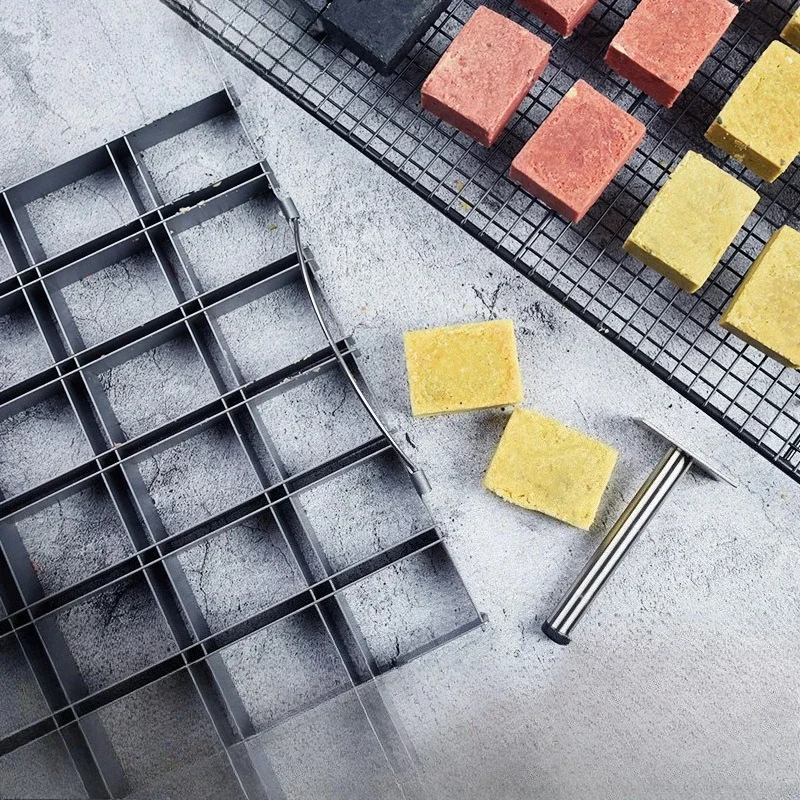 24 Grid Small Square Cake Molds 274x244mm Hand Pushed Moulds Carbon Steel Biscuit Molds for Household Baking Simple Kitchenware