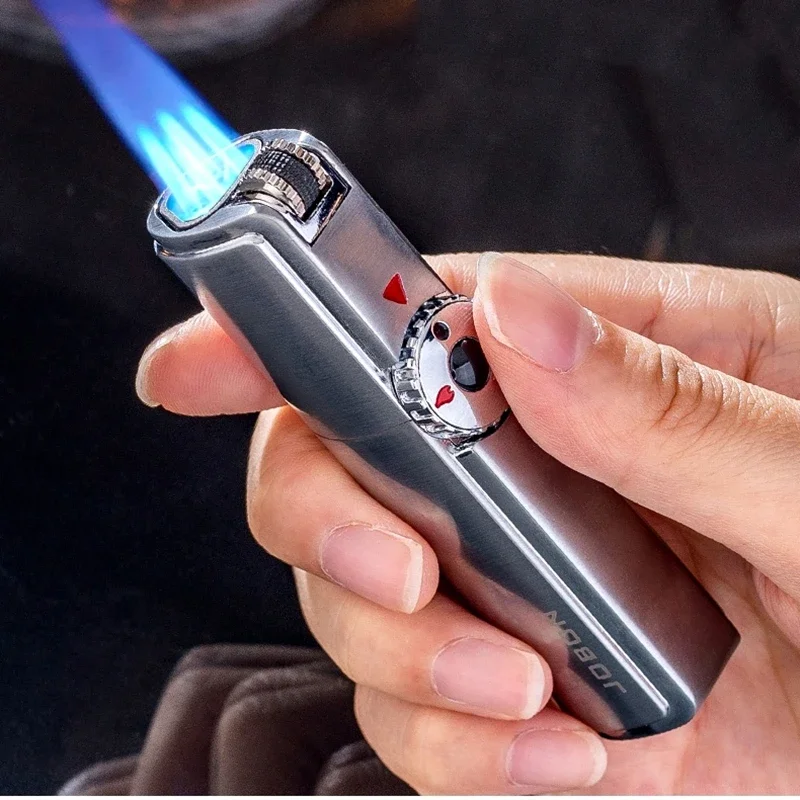 

JOBON Zhongbang Metal Gas Lighter Men's Sandwheel Creative Strong Three Hole Direct Charge Blue Flame Cigar Windproof Lighter