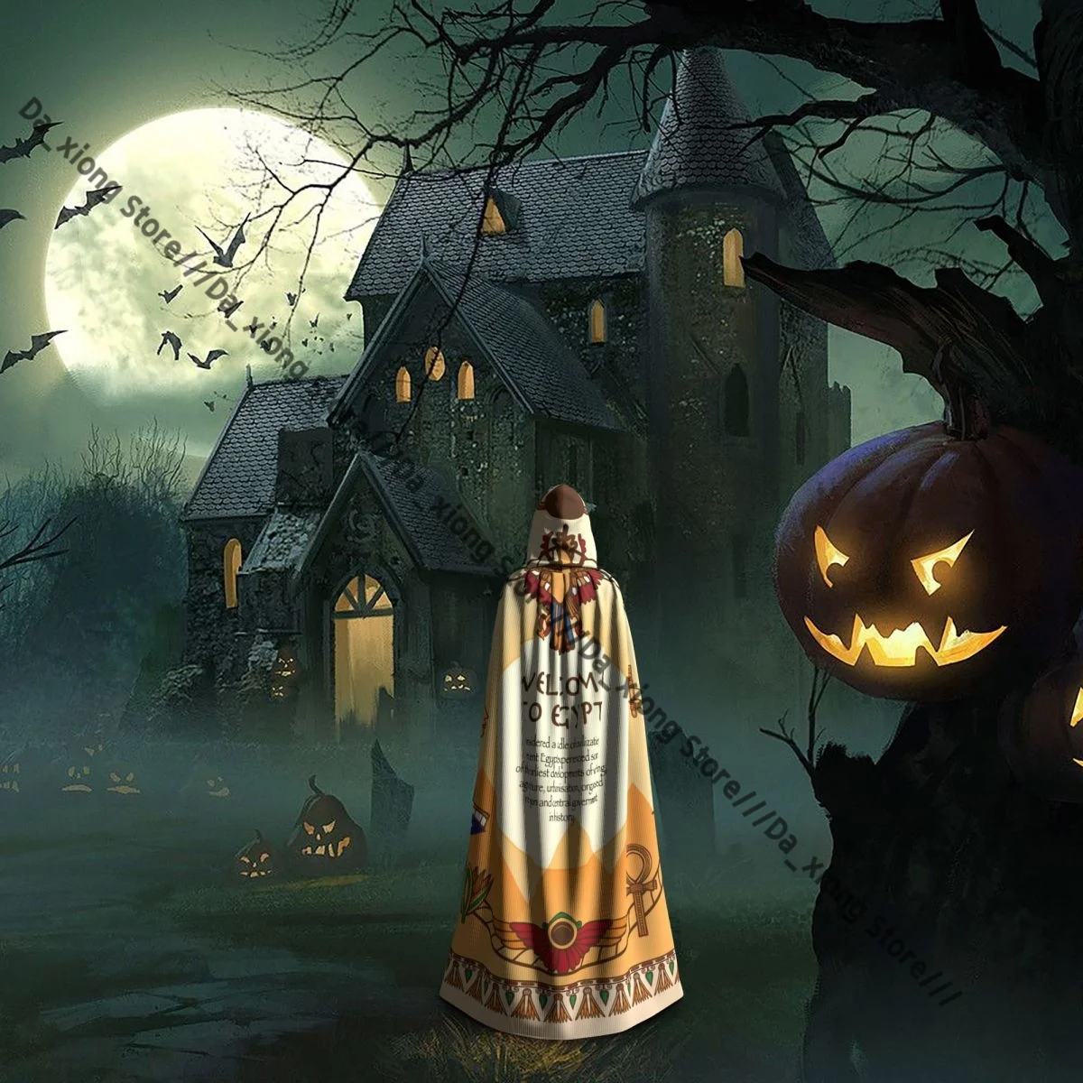 الكبار الإطار المصري عباءة الرأس مقنعين القرون الوسطى زي الساحرة ويكا مصاص دماء هالوين فستان مُصمم حسب الطلب #6