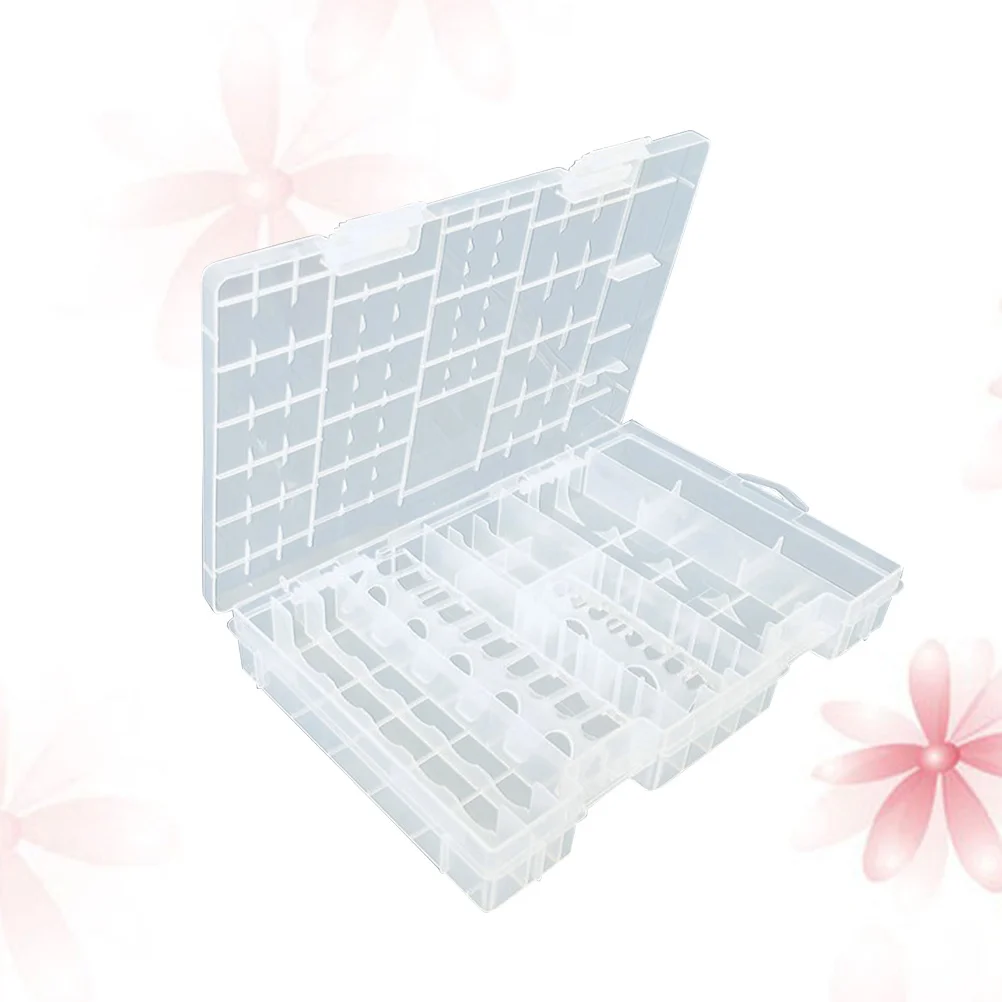 

Large Capacity 10- Aa Aaa 9V Storage Organizer Clear Plastic Box With Handle Compartmentalized Holder