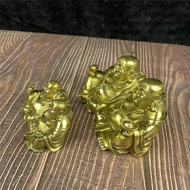 Brass Maitreya Buddha Brotherly Good Interior Decoration Car Craft Ornament