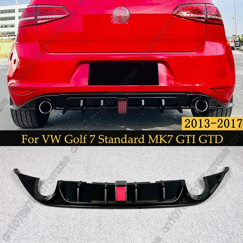 Car Rear Bumper Diffuser Splitter Spoiler with Brake LED For VW Volkswagen Golf 7 Standard MK7 GTI GTD 2013-2017 Body Kits