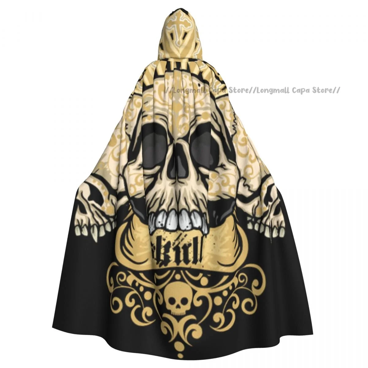 Cosplay Medieval Costumes Grunge Skull Coat Of Arms Hooded Cloak Capes Long Robes Jackets Coat Carnival