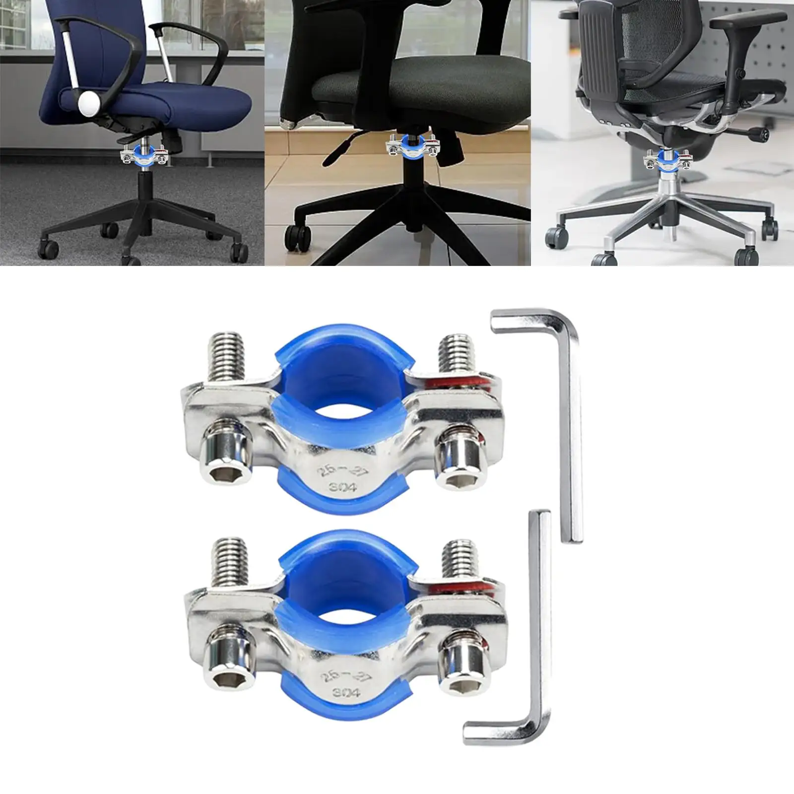 2Pcs Fix Sinking Office Chair with Pad Adjustable Chair Height with Hexagon Wrench Office Chair Stoppers to Prevent Sinking