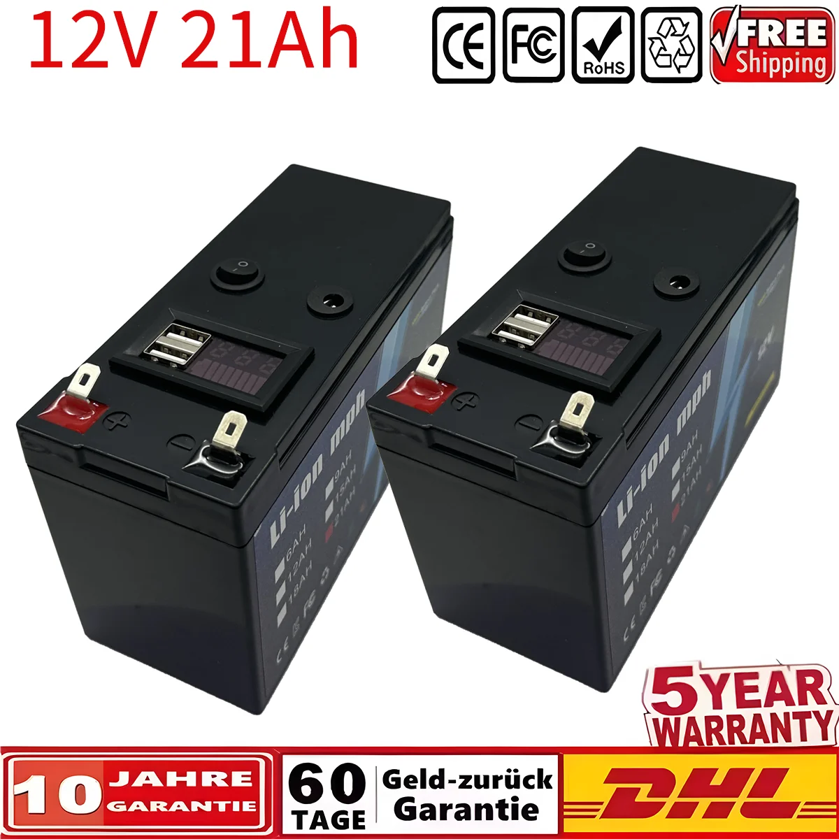 

New 11.1V 21Ah Battery 18650 Lithium Ion Rechargeable 12V Battery Pack Built-in BMS for LED Toys Inflatable clothes with Charger