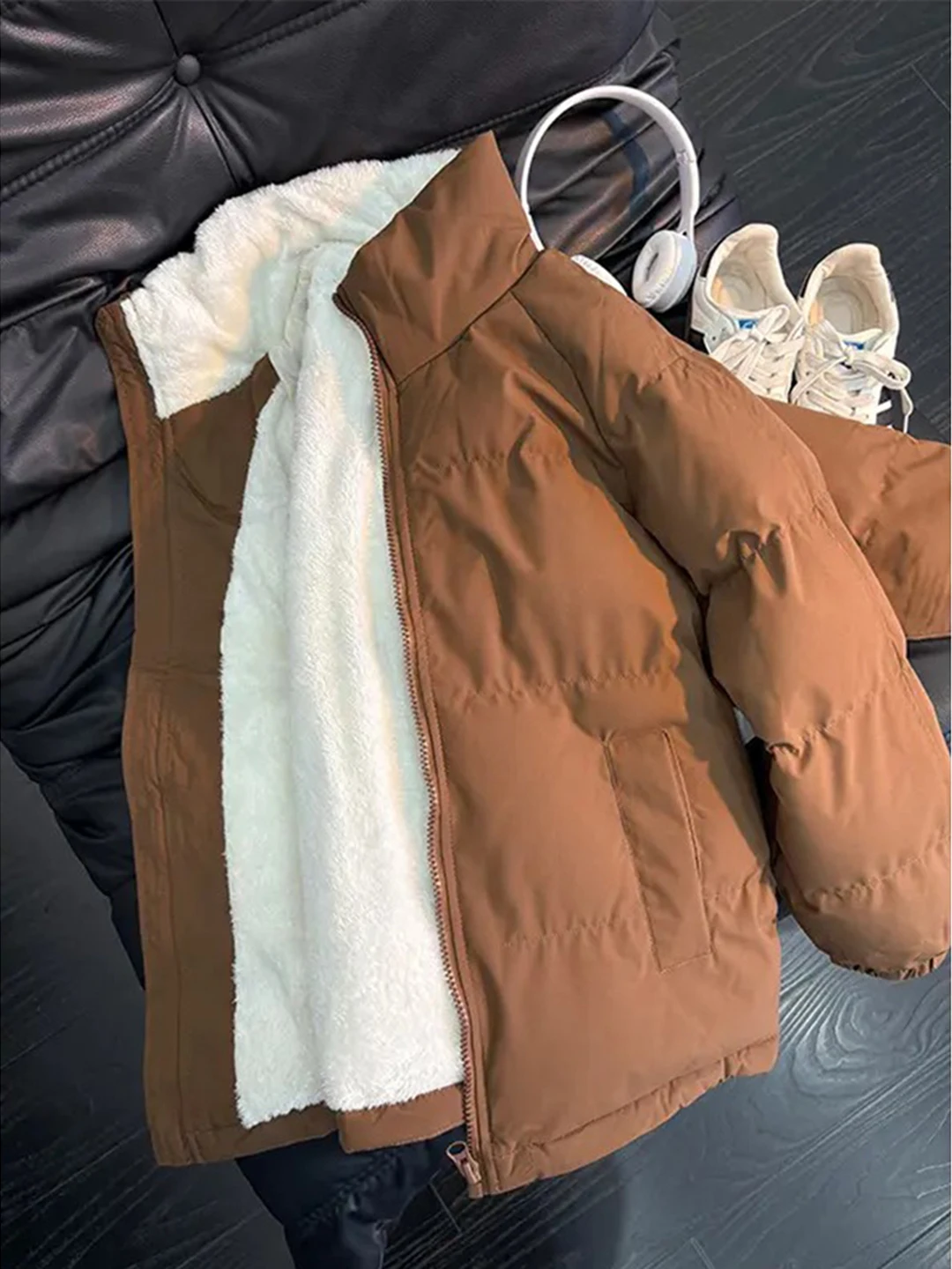 

Мужская зимняя куртка Thiened Lamb Velvet из хлопка с воротником-стойкой, на меховой подкладке, для экстремально низких температур до -40 градусов Цельсия