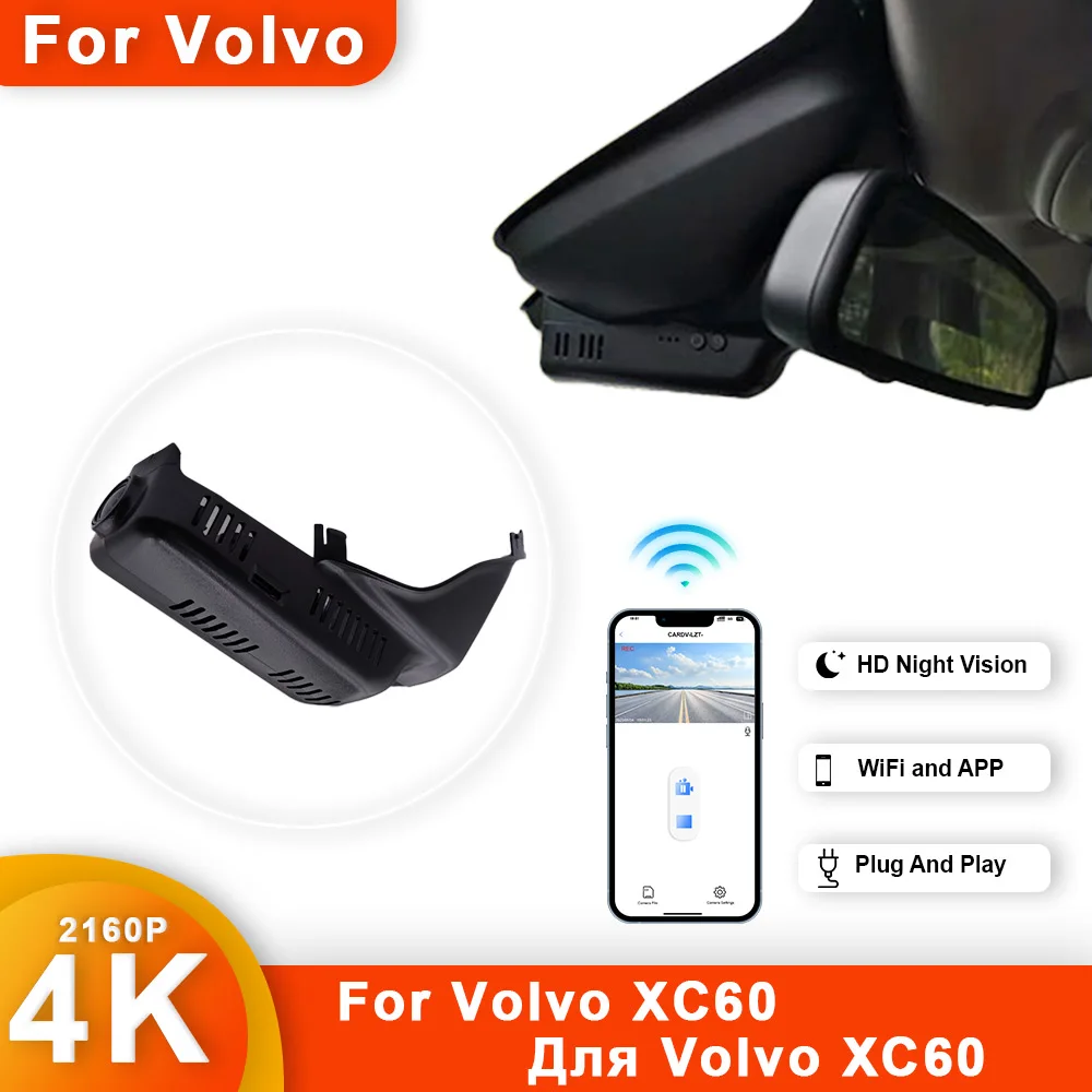 

4K HD 2160P New Plug and Play WIFi Car DVR Video Recorder Dual Lens Dash Cam For Volvo XC60 2014-2017DashCam Devices Accessories